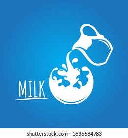 Vector illustration of realistic white milk pouring into transparent glass with splash isolated on background