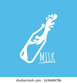 Vector illustration of realistic white milk pouring into transparent glass with splash isolated on background