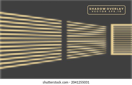 Vector Illustration of realistic window light and shadow. Shadow overlay effect. Long shadow light on the wall. Natural lighting scene. Blank background for design.