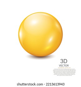 vector illustration realistic yellow color 3D glittering ball design template on the white background.