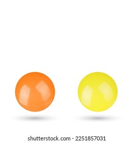 ilustración vectorial plantilla de diseño de bola brillante 3D de color amarillo y naranja realista sobre el fondo blanco.