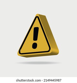 Vector illustration of realistic yellow triangle warning sign.
