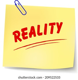Vector illustration of reality paper message on white background