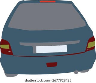 Vector illustration of the rear view of a hatchback car, simple and modern design, suitable for automotive projects, icons, posters, and transportation concepts.