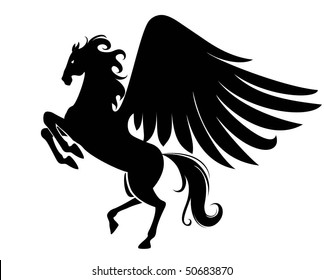 vector illustration of reared pegasus