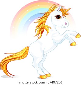 An a vector illustration of rearing up unicorn