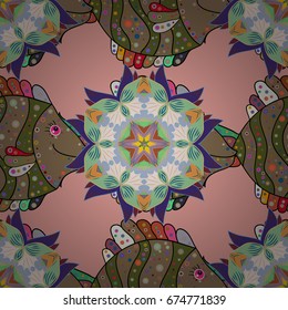 Vector illustration. Reaver fish on colored background. Seamless pattern from decorative fish.