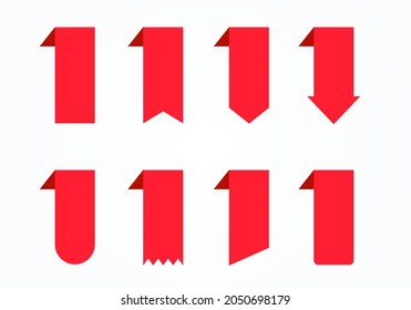 Vector Illustration Reb Ribbon Bookmark Set