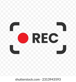 Vector illustration of rec icon in dark color and transparent background(png).