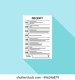 Vector illustration of receipt isolated on a blue background
