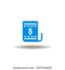 Vector illustration of receipt, ticket. Icon of invoice. Symbol of bill. Sign of paid.