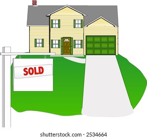 vector illustration of a recently sold house