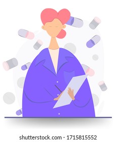 Vector illustration. Reception of patients by the medical worker.