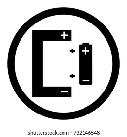 Vector illustration rechargeable battery simple, black and white sign, symbol isolated on white background
