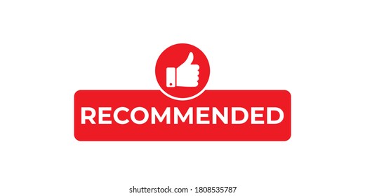 Vector illustration recommended icon, red banner with thumbs up.