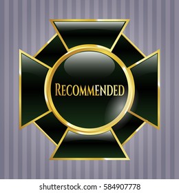 Vector Illustration of Recommended shiny emblem in Green
