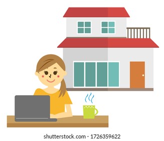 Vector illustration recommending remote work.  working from home