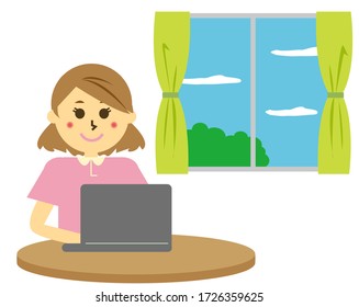 Vector illustration recommending remote work.  working from home