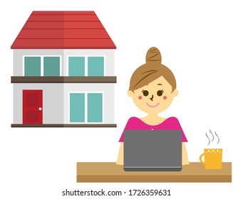 Vector illustration recommending remote work.  working from home