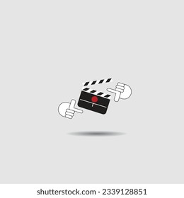vector illustration of record camera logo with the concept of a clapper board and hands forming a camera