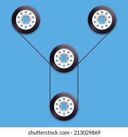 A vector illustration of a recordable babin of tape cassette. Letter Y