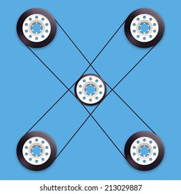 A vector illustration of a recordable babin of tape cassette. Letter X