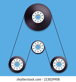 A vector illustration of a recordable babin of tape cassette. Letter A