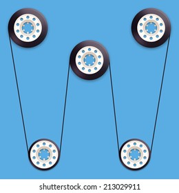 A vector illustration of a recordable babin of tape cassette. Letter W