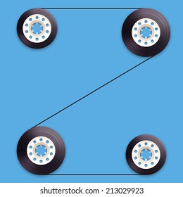 A vector illustration of a recordable babin of tape cassette. Letter Z