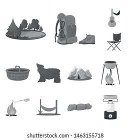 Vector illustration of recreation and park sign. Collection of recreation and excursions stock vector illustration.