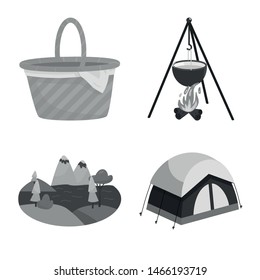 Vector illustration of recreation and tourism icon. Collection of recreation and wildlife stock vector illustration.