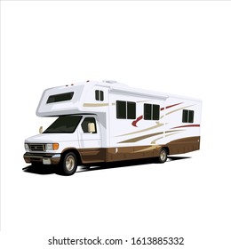 Vector Illustration Recreational vehicle Motor Homes Camving and caravan RV Vacation - Vector