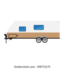 Vector illustration recreational vehicle. Trailer camper. rv camper trailer icon. Modern realistic caravan