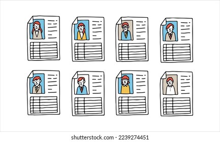 Vector illustration of recruit concept. Candidate resume review by HR human resources hiring manager, employment or searching for talent and new staff.