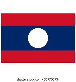 Vector illustration rectangle flag of Laos country. Lao flag. Button or badge
