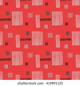 Vector illustration of rectangle striped hand drawn image. Abstract seamless pattern.