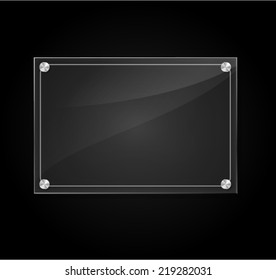 Vector illustration of rectangle transparency glass on black background