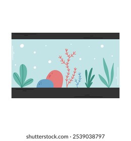 Vector illustration of a rectangular aquarium.