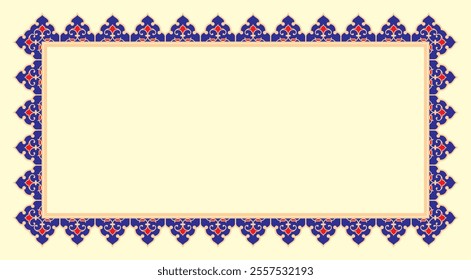 Vector illustration of rectangular border frame design element in arabic style, great for calligraphy frames, certificates.