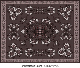 Vector illustration of a rectangular carpet mural flooring retro classic style small pattern