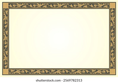 Vector illustration for a rectangular frame border in the shape of a creeping flower, suitable for calligraphy, decoration, certificates, invitation cards