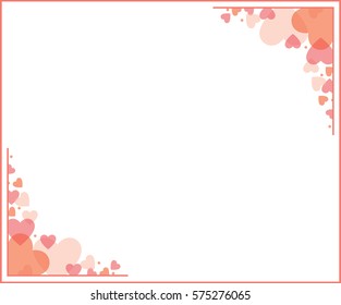 Vector illustration of a rectangular frame with heart shapes
