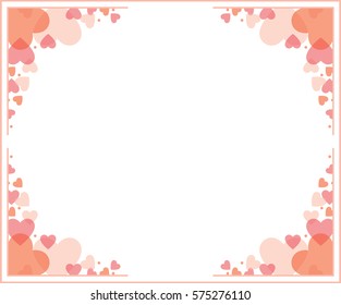 Vector illustration of a rectangular frame with heart shapes