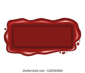 Vector illustration. Rectangular red wax seal isolated on white background. EPS 10.