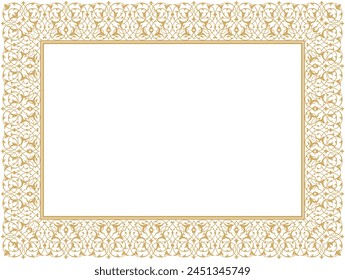 Vector illustration for rectangular shape gold frame,  traditional islamic design. Suitable for use in mosque decorations, calligraphy, frames. usability with the text input area in the center