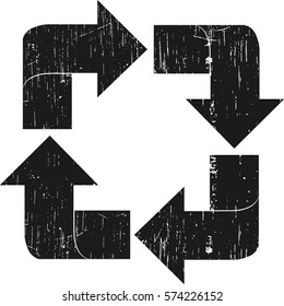 Ilustración vectorial del icono negro de reciclaje
