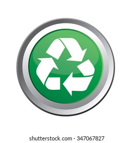 Vector illustration of Recycle button isolated on white