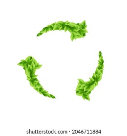 Vector Illustration of the recycle icon. Arrows of leaves. Nature Friendly. Re-use Icon. Leaf vector. EPS-10