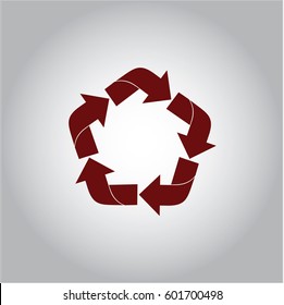 Vector  illustration of  Recycle vector icon in Brown
