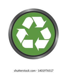 Vector illustration of recycle icon green round button